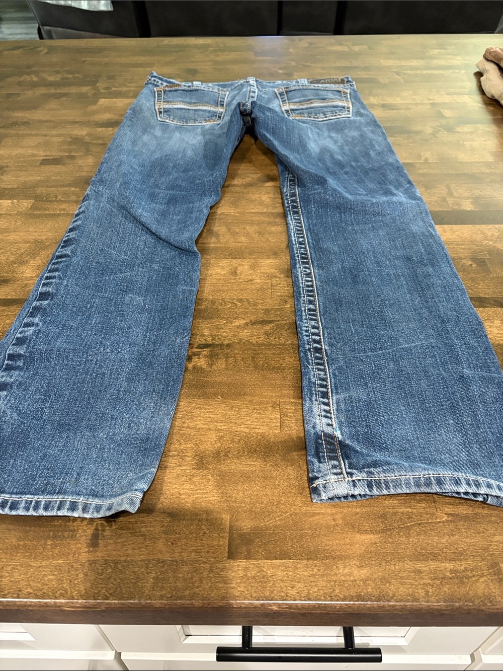 Ariat Men's Slim Straight Blue Washed Denim Jeans - Picture 4 of 6